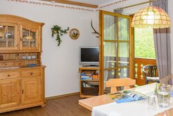 Wohnzimmer, Sat-TV und Ausgang zum dazugehörigen Balkon
