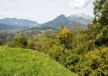 Panoramablick von der Rastbank am Wanderweg